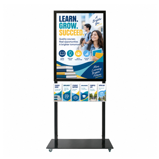 Tall Info Stand -  A1 Snap Frame with 6 DL Brochure Holders