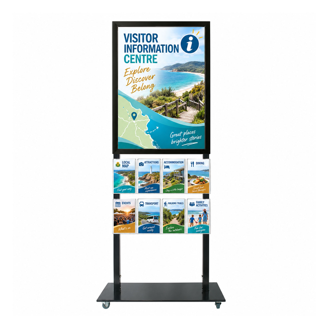Tall Info Stand -  A1 Snap Frame with  8 A5 Brochure Holders