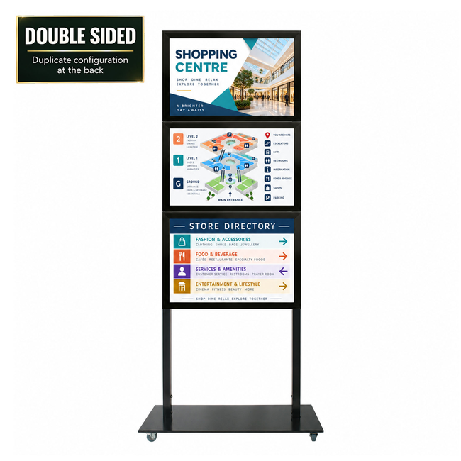 Tall Info Stand - with 3 x A2 Snap Frames Double Sided