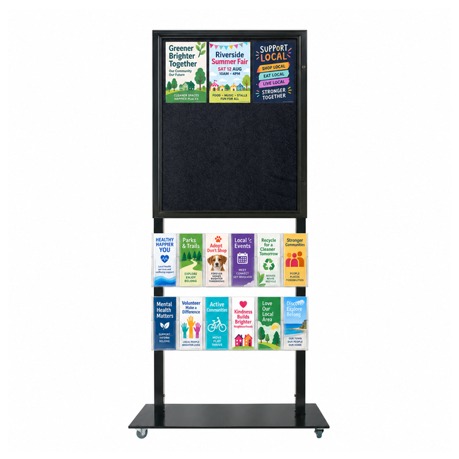 Tall Info Stand - 1 Felt Board with  12 DL Brochure Holders