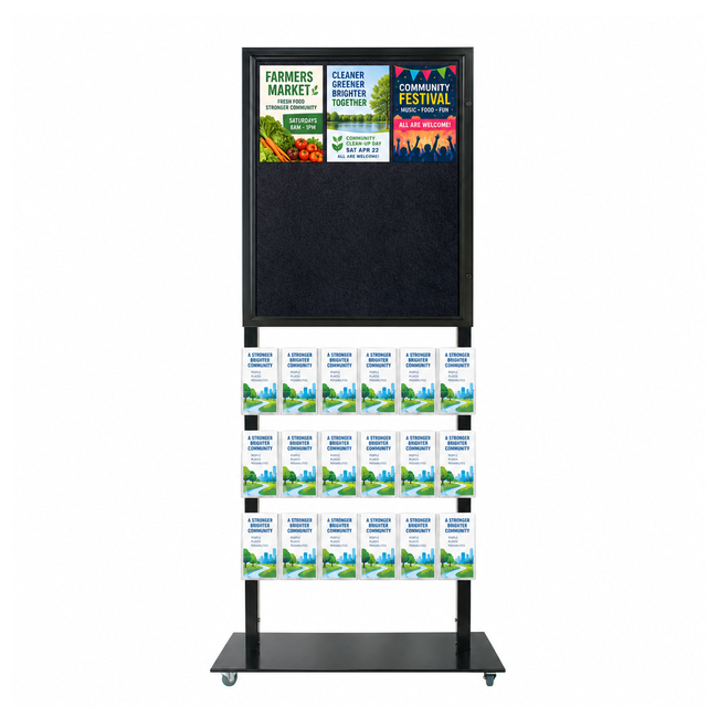 Tall Info Stand - 1 Felt Board with  18 DL Brochure Holders