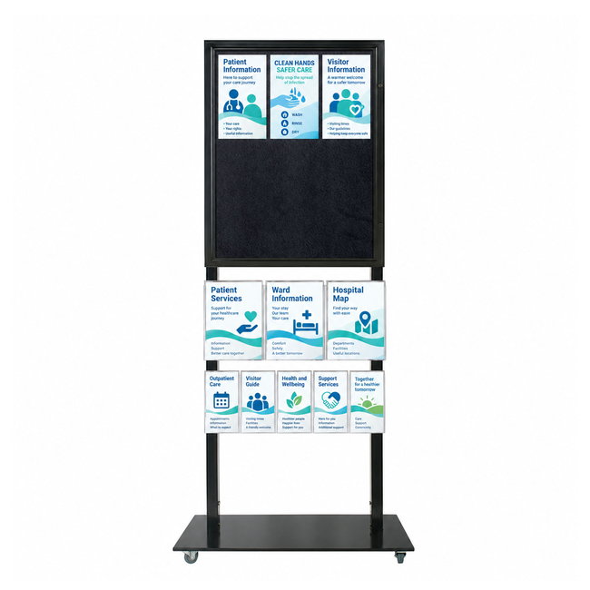 Tall Info Stand - 1 Felt Board with  3 A4 + 6 DL Brochure Holders 