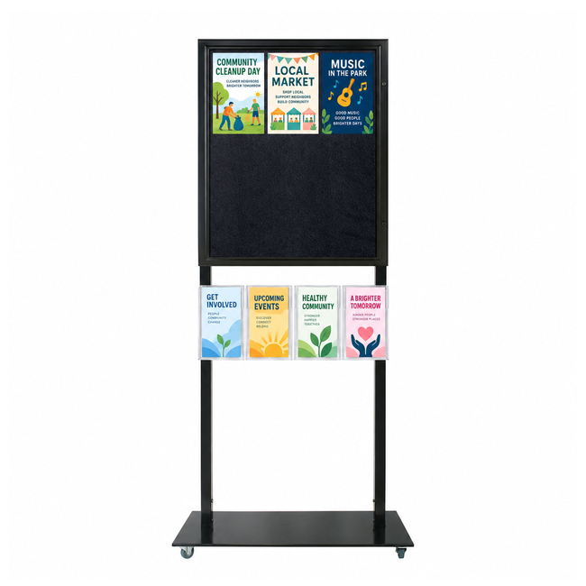 Tall Info Stand - 1 Felt Board with 4 A5 Brochure Holders