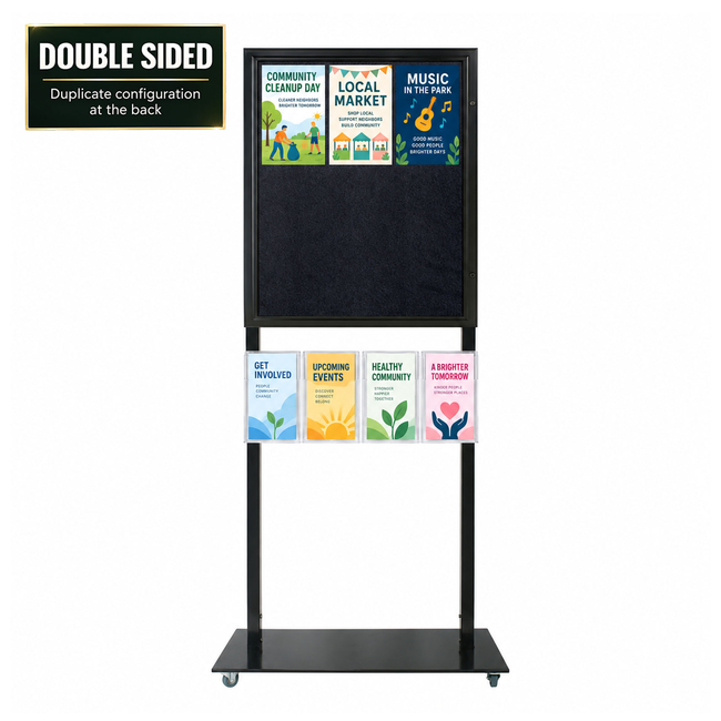 Tall Info Stand - 1 Felt Board with  4 A5 Brochure Holders - DOUBLE SIDED
