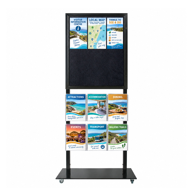 Tall Info Stand - 1 Felt Board with  6 A4 Brochure Holders 