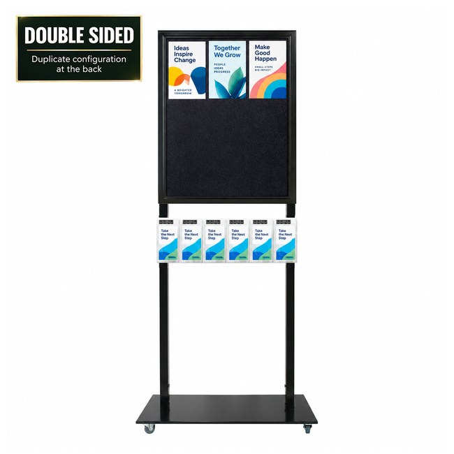 Tall Info Stand - 1 Felt Board with  6 DL Brochure Holders - DOUBLE SIDED