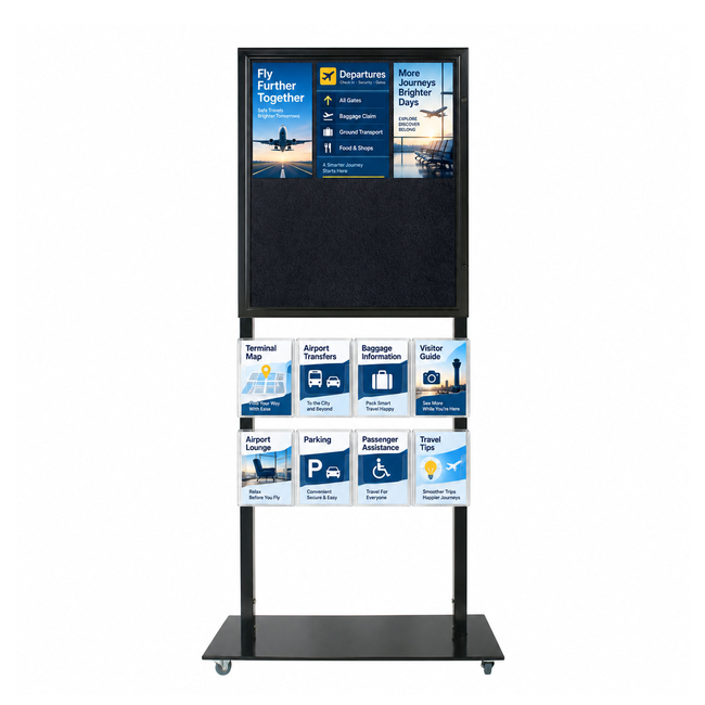 Tall Info Stand - 1 Felt Board with  8 A5 Brochure Holders