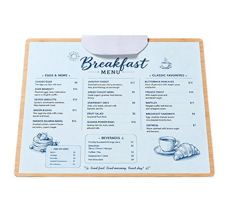 A4 Landscape Wood Menu Clip Board