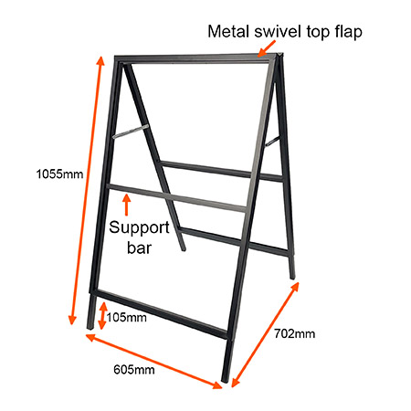 Premium Black A-Frame for Printed 600 x 900 Corflute Inserts (Frame Only)