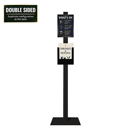 Black Retail Stand A3 Snap Frame and Black Steel Brochure Holder Double Sided