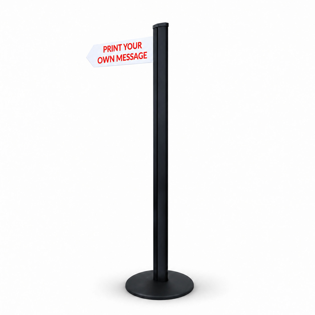 Direction Sign - 1 Arrow 1800mm Black Pole and Base 