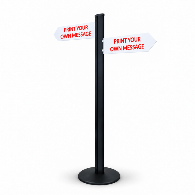 Direction Sign - 2 Arrows 1800mm Black Pole and Base 