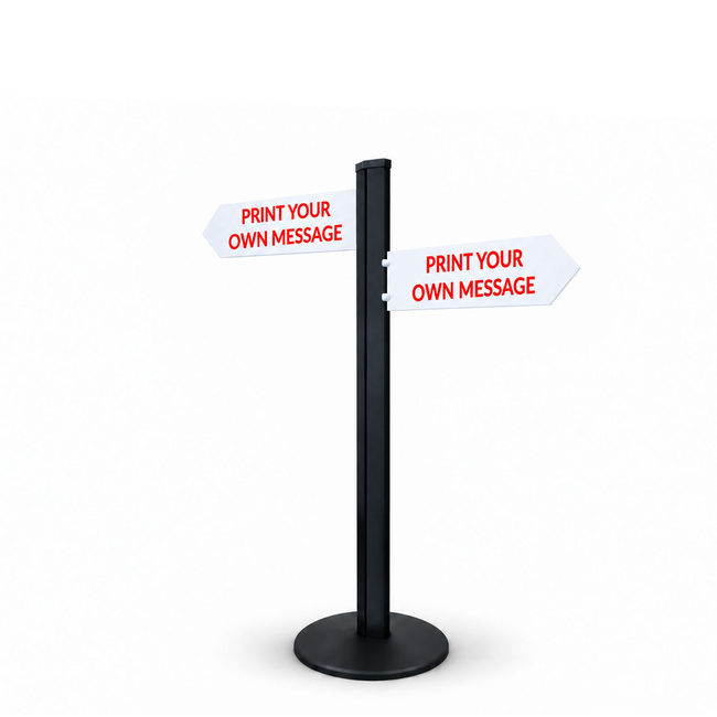 Direction Sign - 2 Arrows 1450mm Black Pole and Base 