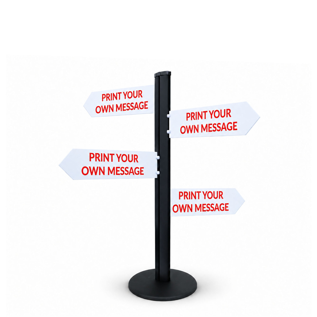 Direction Sign - 4 Arrows 1450mm Black Pole and Base 