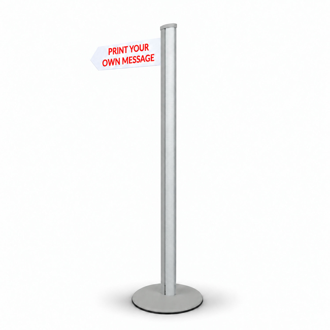 Direction Sign - 1 Arrow 1800mm Silver Pole and Base 