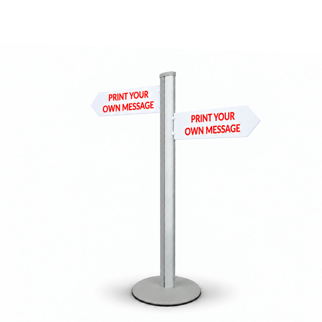 Direction Sign - 2 Arrows 1450mm Silver Pole and Base 