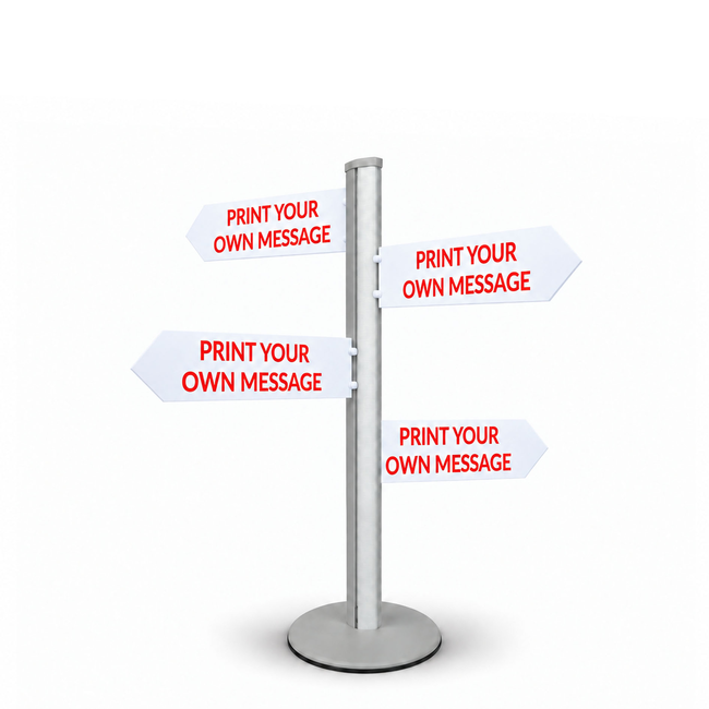 Direction Sign - 4 Arrows 1450mm Silver Pole and Base 