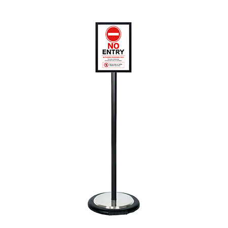 Black Ezi Pole A4 Double Sided Steel Sign with Wheel Base 