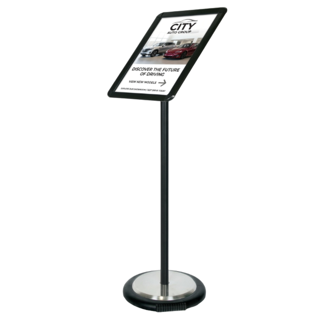Black Ezi Pole A3 Round Corner Snap Frame with Wheel Base