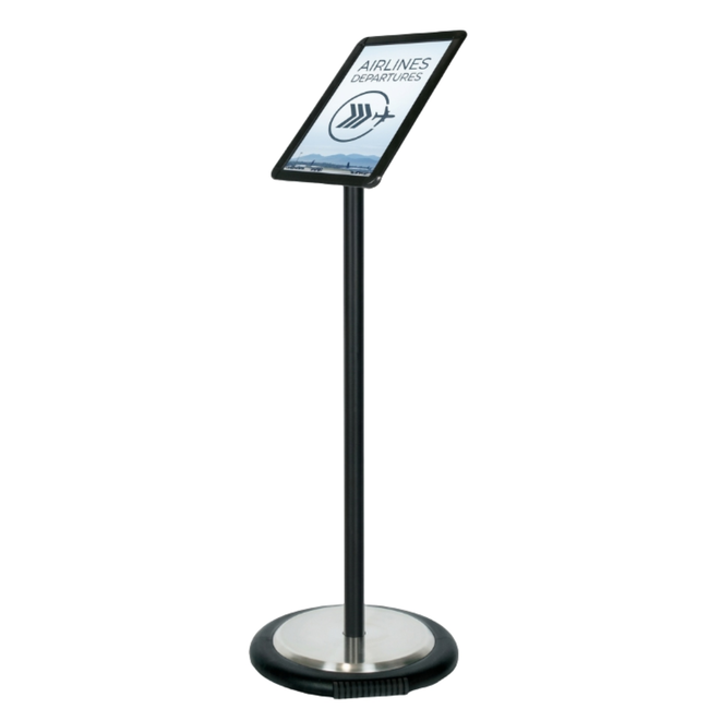 Black Ezi Pole A4 Round Corner Snap Frame with Wheel Base