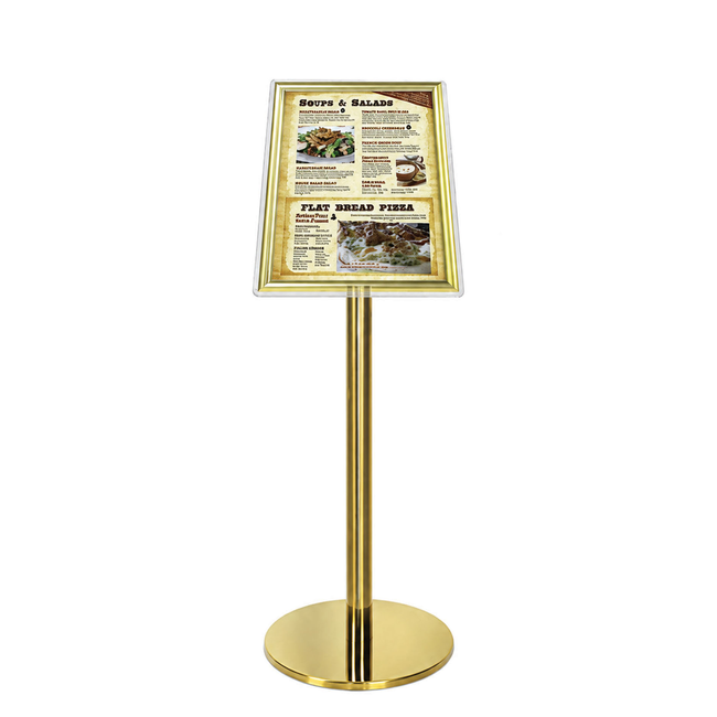 Gold Ezi Pole with 1 A3 Portrait Square Cornered Snap Frames