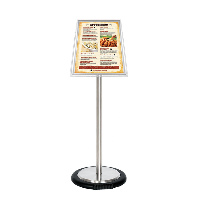 Ezi Pole with 1 A3 Portrait Square Cornered Snap Frames with Wheel Base 