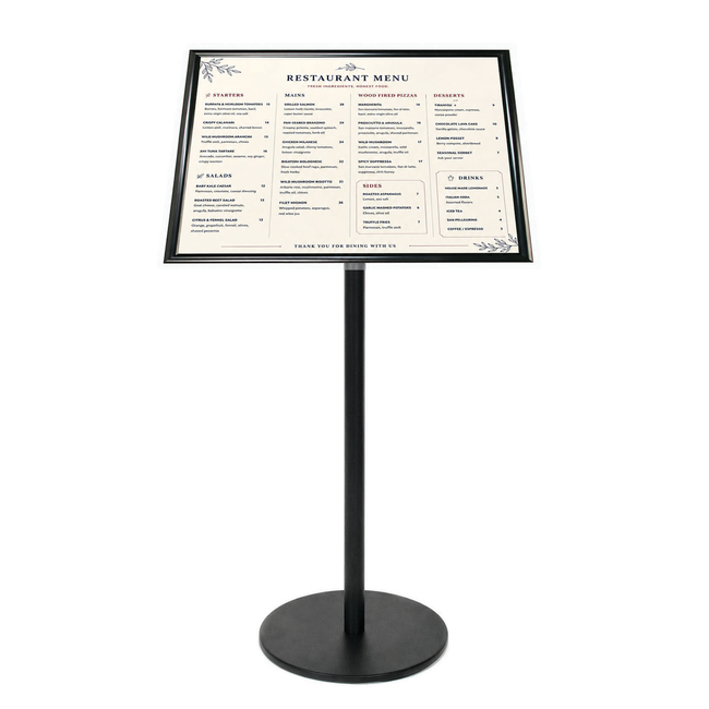 Black Ezi Pole with 1 A2 Landscape Square Cornered Snap Frames