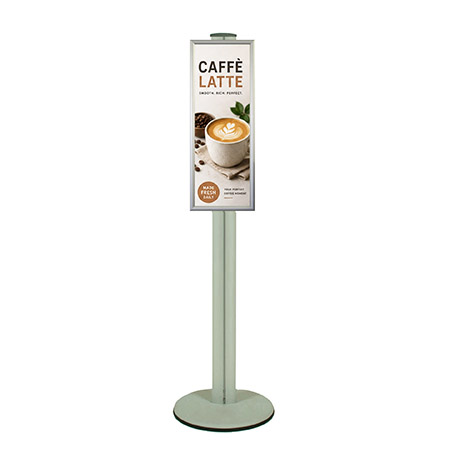Half A1 Poster Holder on Silver Combo Pole 1800mm High - Single Sided