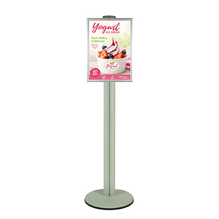 A2 Poster Holder on Silver Combo Pole 1800mm High - Single Sided