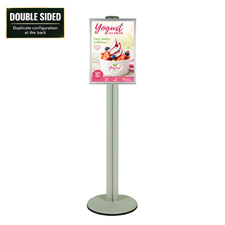 A2 Poster Holder on Silver Combo Pole 1800mm High - Double Sided