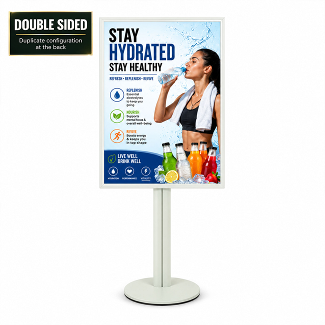 A0 Poster Holder on Silver Combo Pole 1800mm High - Double Sided
