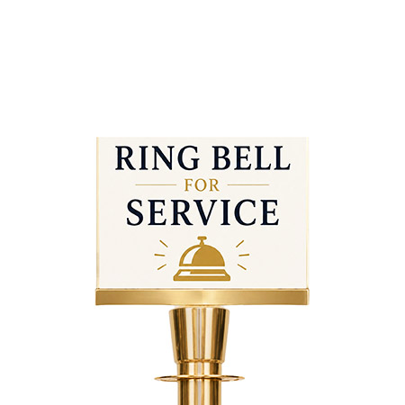 A5 Gold Landscape Sign Holder Clip attachment for Rope Queue Barrier Pole