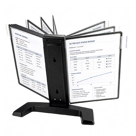 Table Top Reference Display A4 with 10 Pockets with 10 Index Tabs