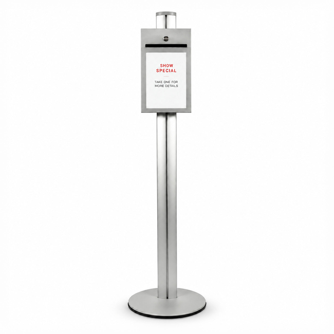 Steel Suggestion Box on Silver Combo Pole 1450mm High - Single Sided