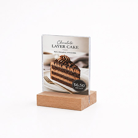 Wood A8 Portrait  Mini Straight Sign Holder