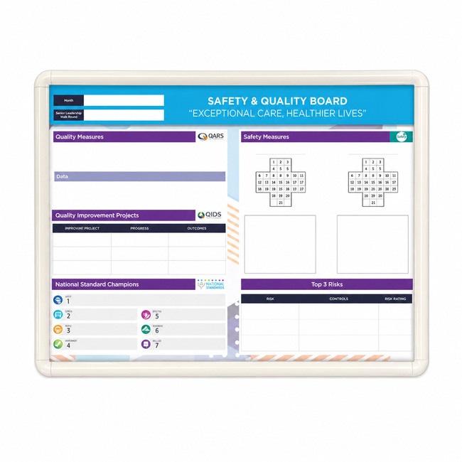 A2 White 25mm Snap Frame Round Corners for Hospital Boards