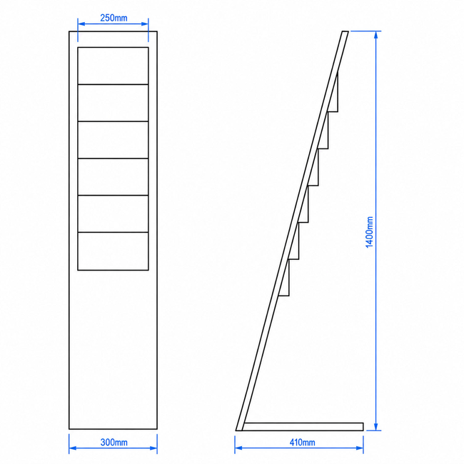 White Mod Brochure Holder Display with Dividers
