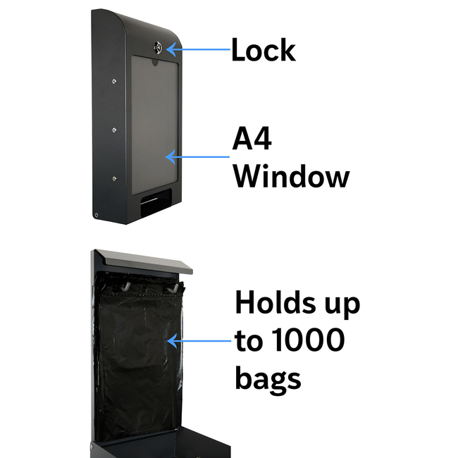 Dog Waste Bag  Dispenser with Customisable A4 Sign