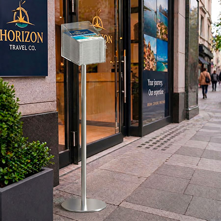 Tall Silver Promo Holder Stand