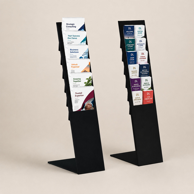 Black Mod Brochure Holder Display with Dividers