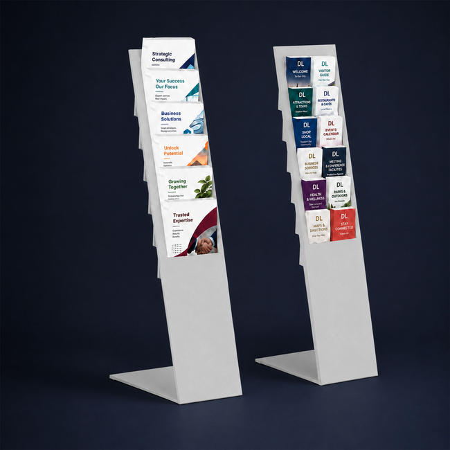 Silver Mod Brochure Holder Display with Dividers