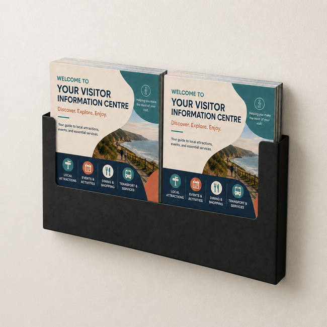 Black Steel 2 x A5 Brochure Holder