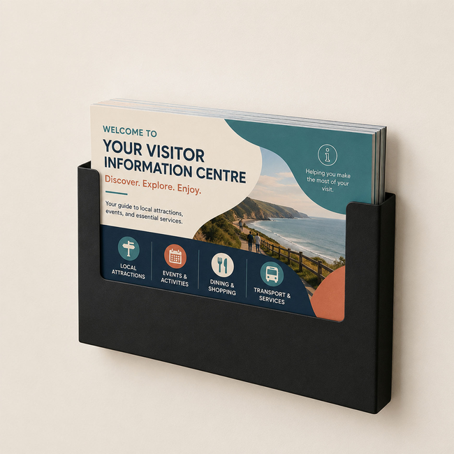 A4 Landscape Black Steel Brochure Holder