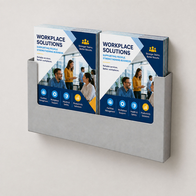 Silver Steel 2 x A5 Brochure Holder