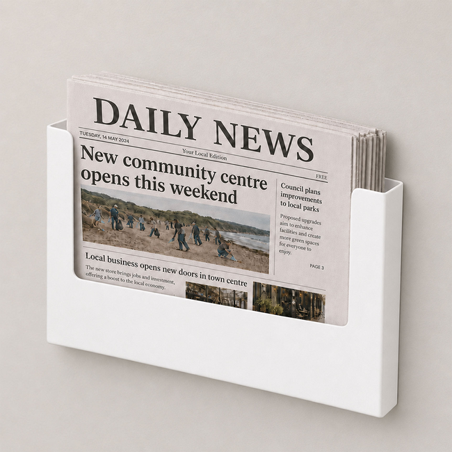 A3 White Steel Brochure Holder Landscape