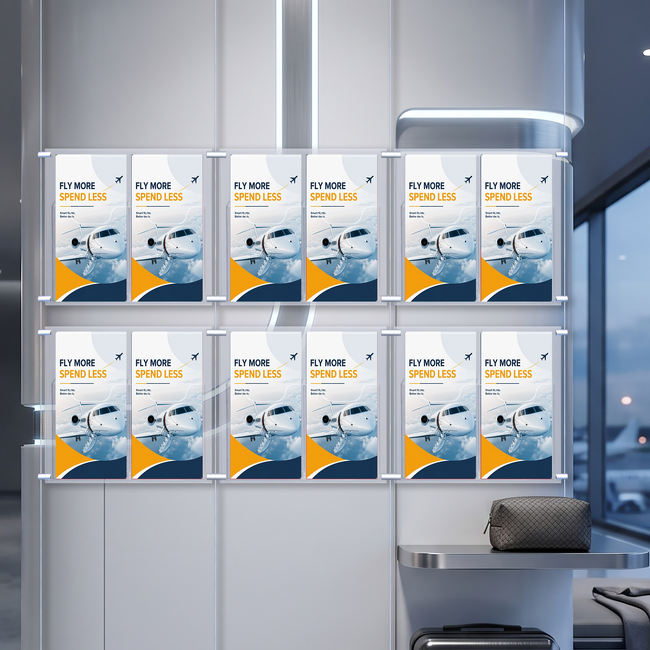 Cable Brochure System 3 Column with 12 DL Brochure Holders