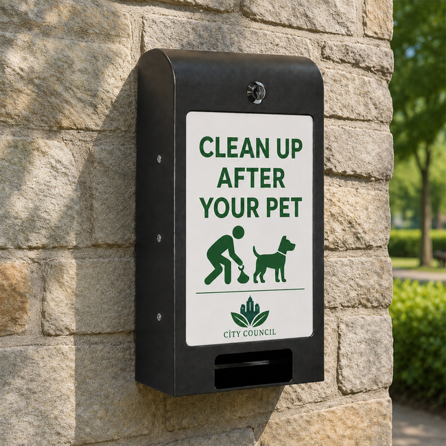 Dog Waste Bag  Dispenser with Customisable A4 Sign