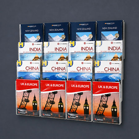 Wall Brochure Holder Combo holds 16 A4