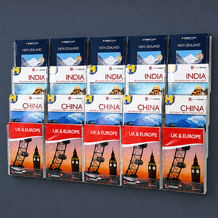 Wall Brochure Holder Combo holds 20 A4