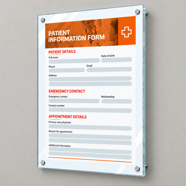 A2 Double Glass Poster Frame with Standoff Mounts